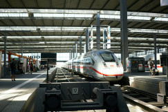 An illustrative photo of a train on a train station.