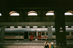 An illustrative photo of a train on a train station.