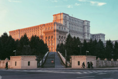 An illustrative photo of green trees beside a big white building.