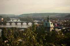 An illustrative photo of a view of a bridge over a river.