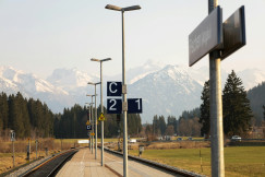 An illustrative photo of a train track with signs on it.