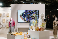 Colour photograph of the AlTextyles exhibit at Milano Unico