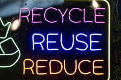Picture shows three words recycle, reuse and reduce