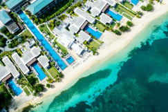 Aerial view of a beach resort