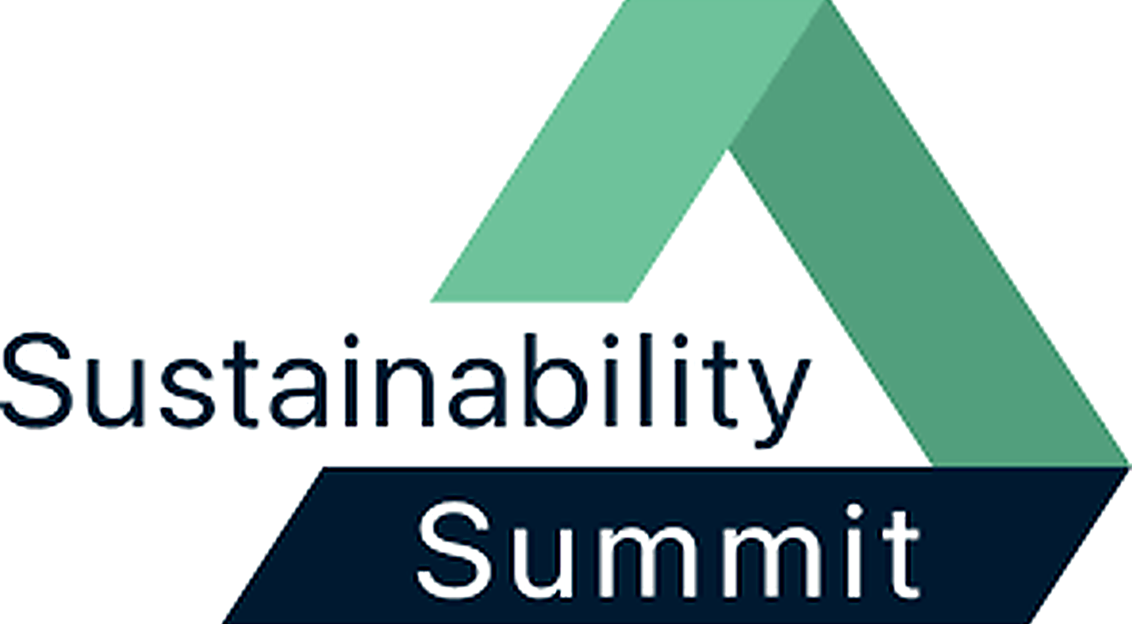 Logo of the Sustainability Summit event featuring a green geometric symbol and dark blue “Sustainability Summit” text on a light background.