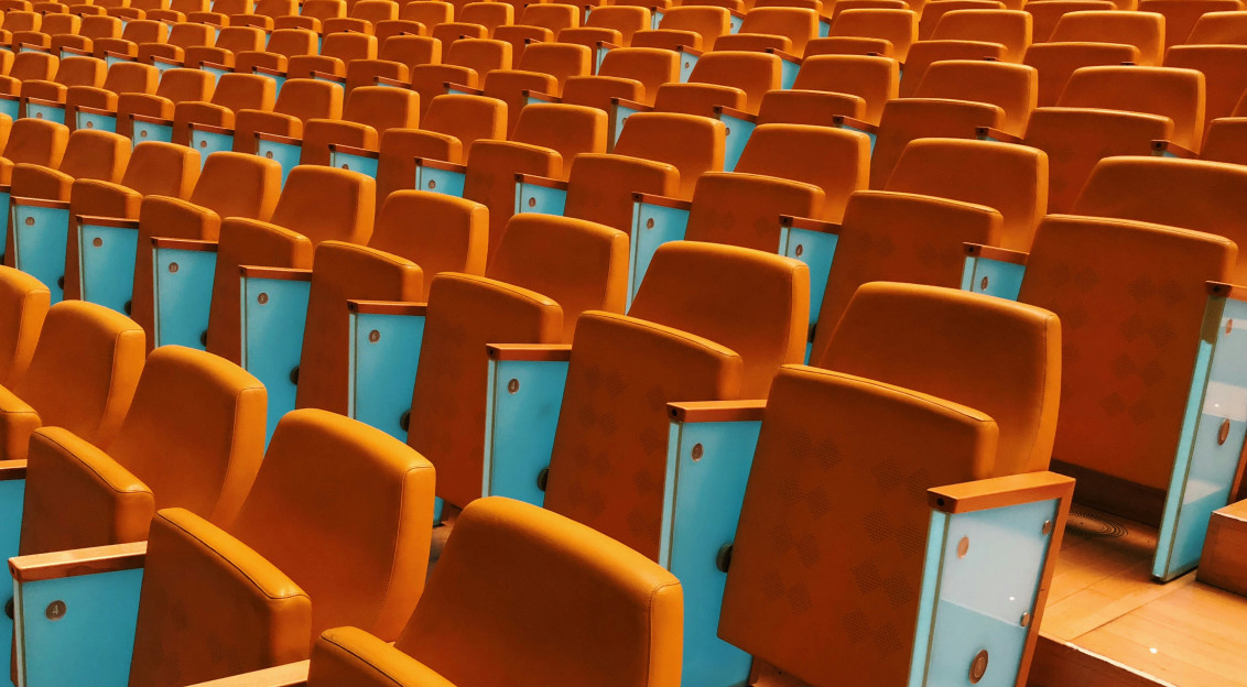 Orange stadium seats.