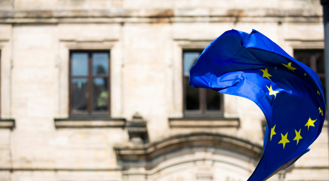 The picture showcases the flag of the European Union.