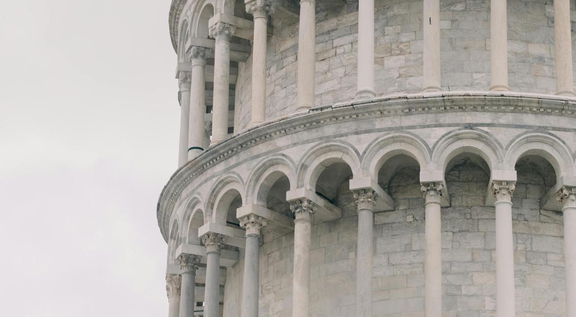 An illustrative photo of a close-up view of the Leaning Tower of Pisa