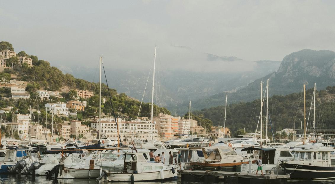 An illustrative photo of white boats on harbour.