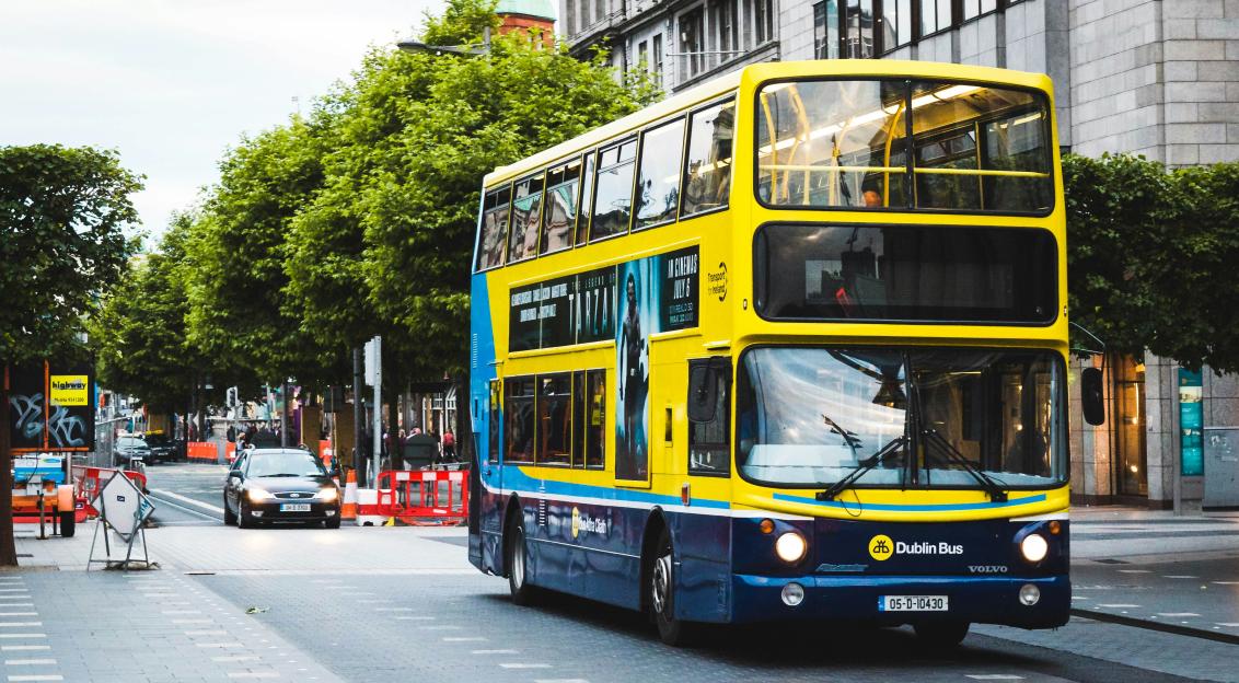 An illustrative photo of a double-decker bus in Dublin