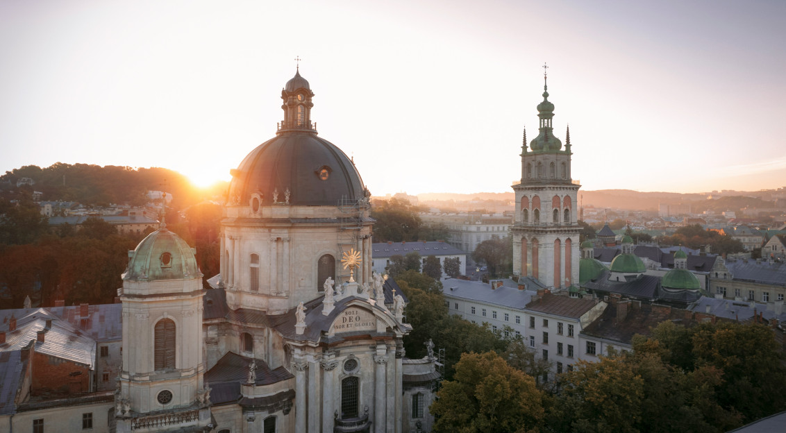 Photo by Unsplash An illustrative photo of a cathedral during sunset in Lviv, Ukraine