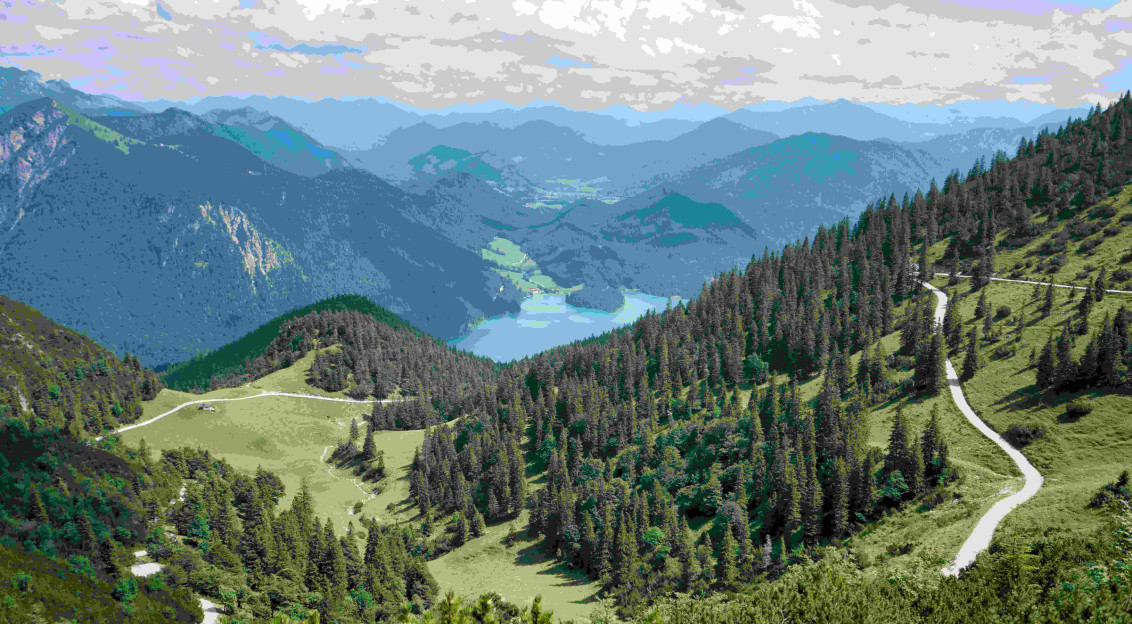 Image by Unsplash An illustrative photo of green trees on mountain under white clouds.