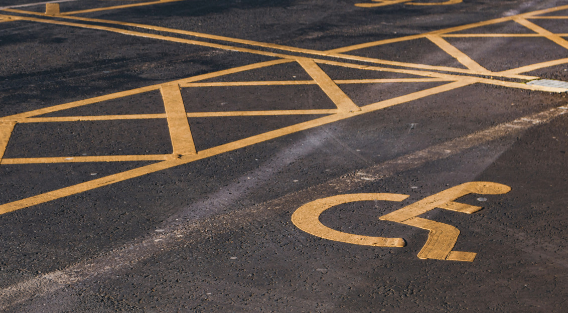 An illustrative photo of a parking spot for disabled people.