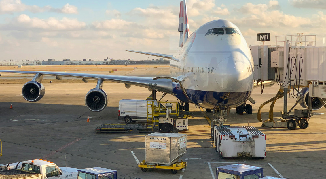 An illustrative photo of white airliner.