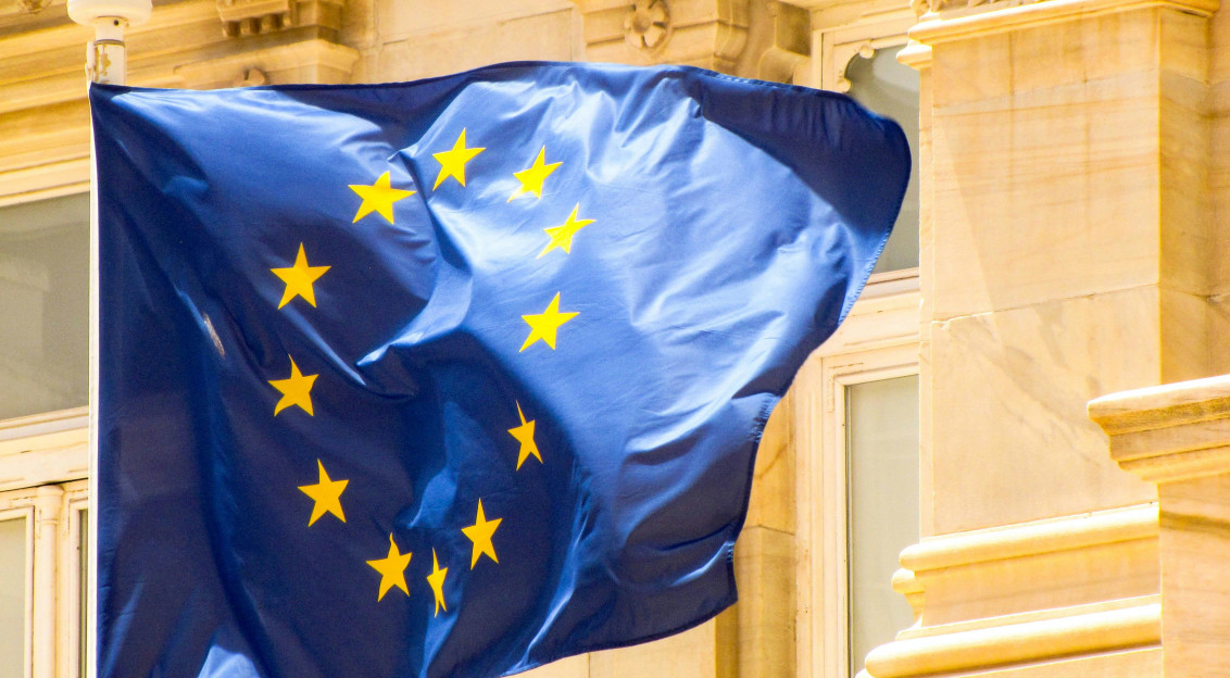 European Union flag waving.