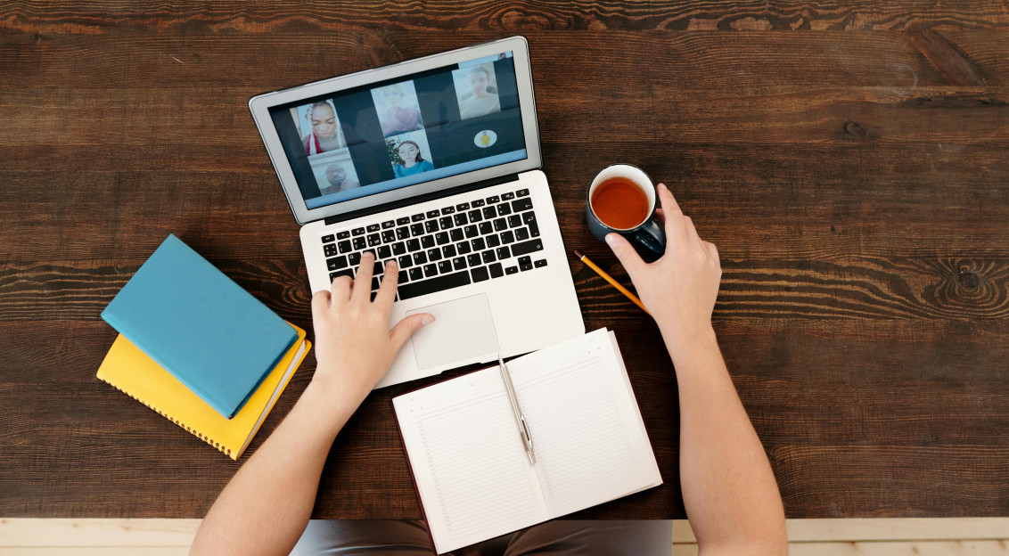 Man having a virtual meeting.