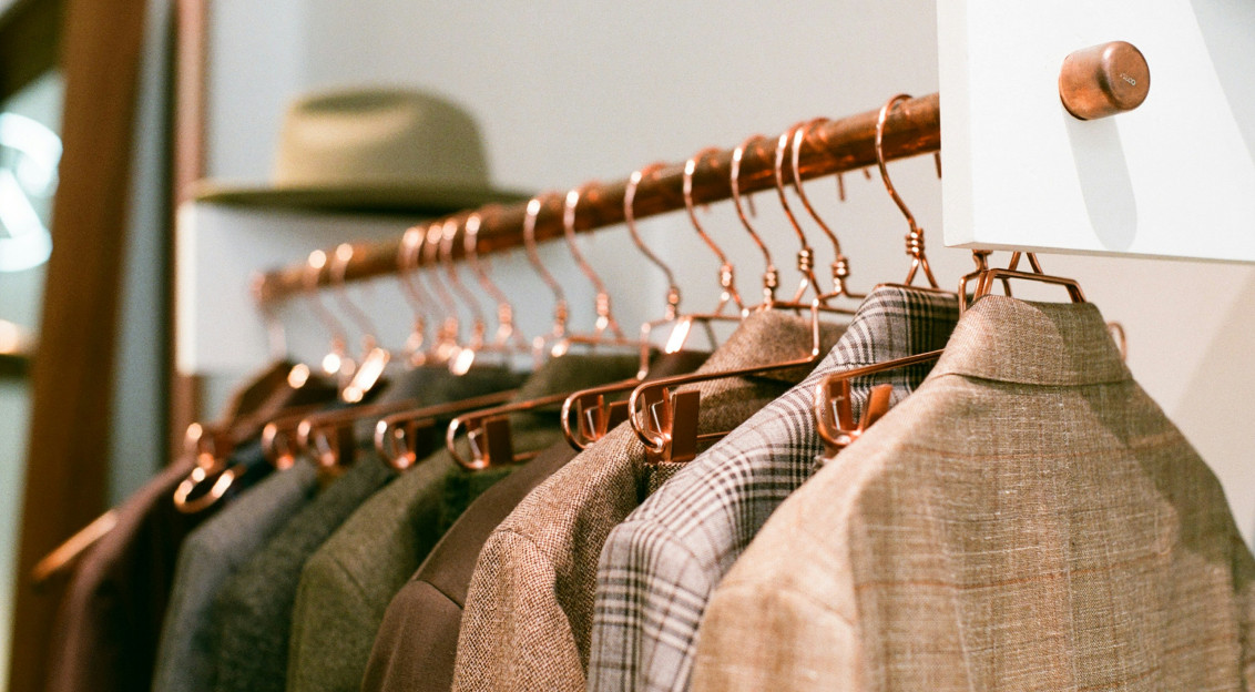 Suits on a clothes rack
